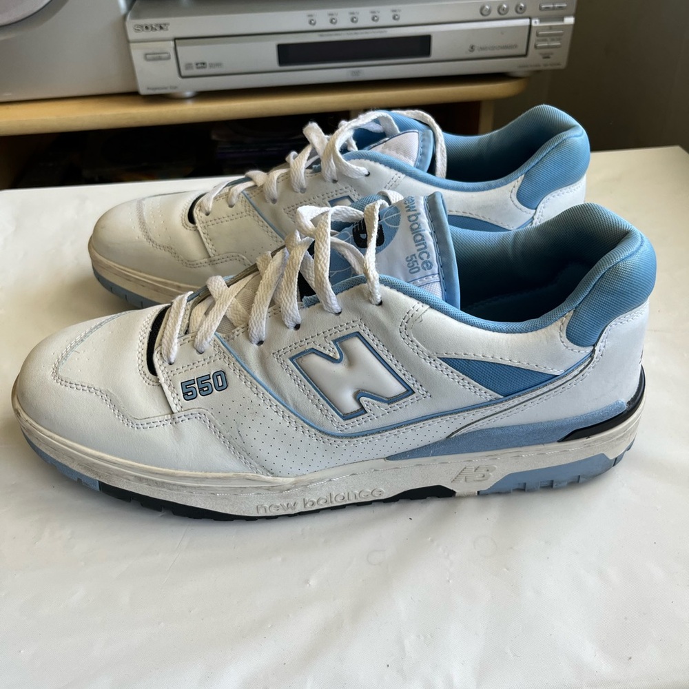 New Balance 550 White and Light Blue Sneakers